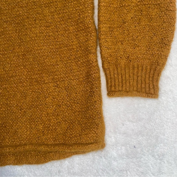 Free People All Mine Alpaca blend Mustard Brown Vneck Sweater oversized L - Picture 2 of 8